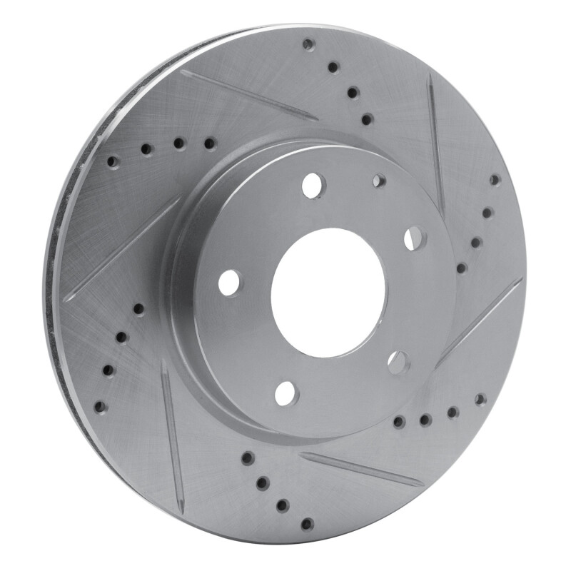 Mazda 3 Brake Rotor (1) - Front Right - R1 Concepts - Drilled & Slotted - Silver - `14-`24